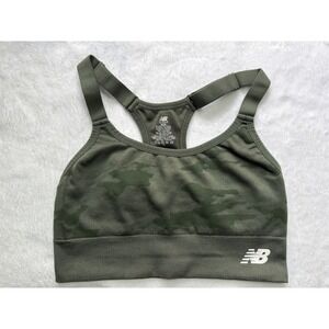 New Balance Womens Green Camo Seamless Racerback Sports Bra WB01040 Size Medium